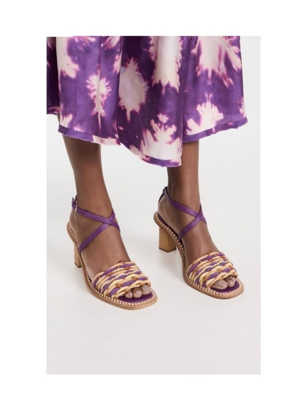 Ulla Johnson Ilana Woven Midi Heel / Size 38 / Ametrine Purple 50mm Wood